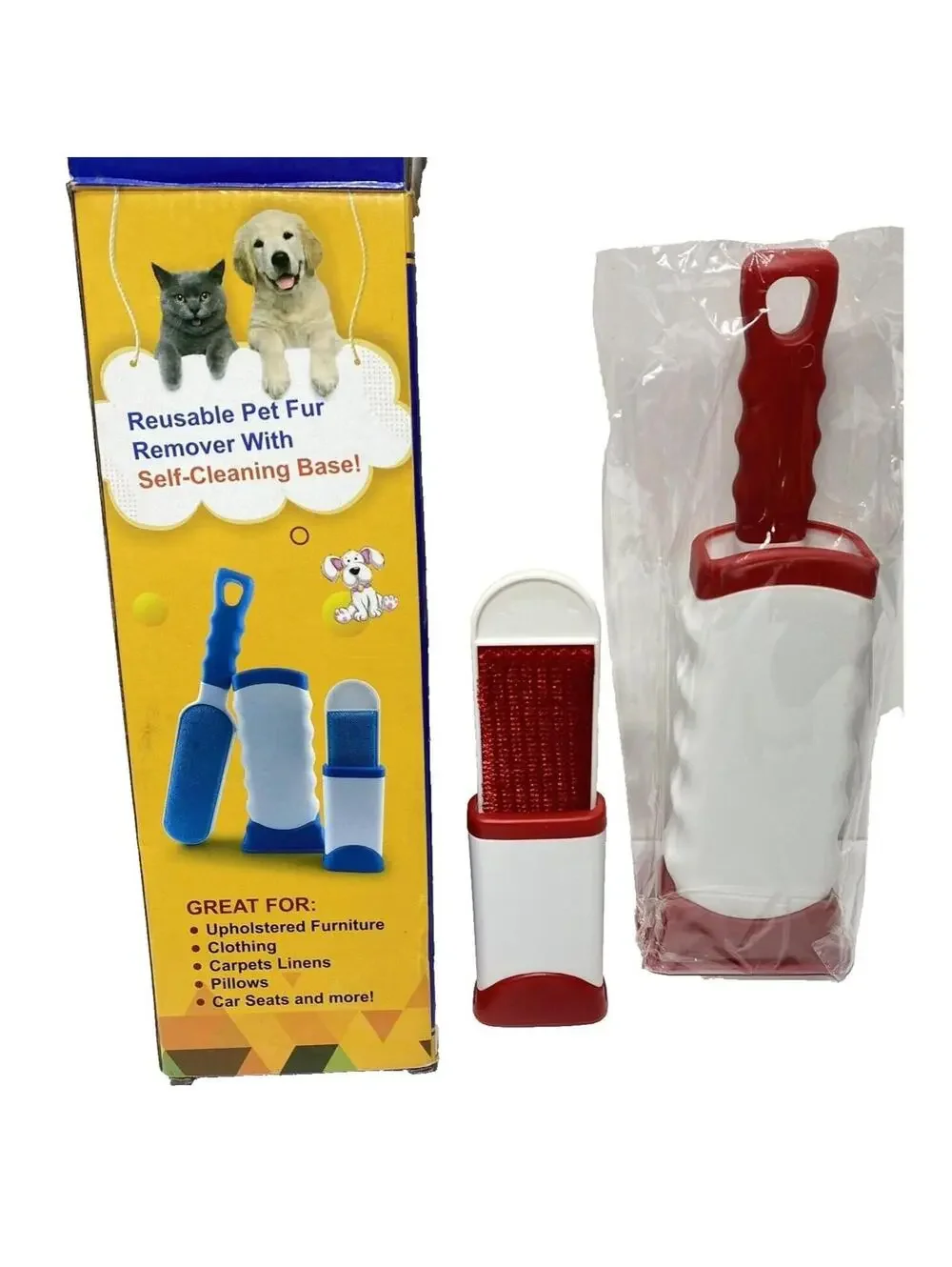 Reusable Pet Hair Remover Brush for Dogs & Cats, Self-Cleaning, Easy to Use